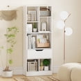 thumbnail image 2 of Costway 1 PCS 51" Tall Bookcase with Drawer 7 Open Cubes Anti-toppling Kits for Study Home Office White, 2 of 10
