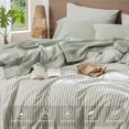 thumbnail image 4 of Bedding Sheet Set Washed Cotton Linen Like Textu Breathable Durable Soft Comfy (Dark Orange Queen), 4 of 6