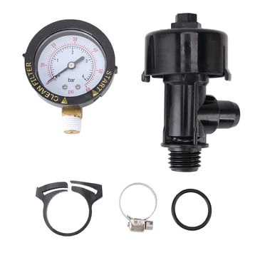 Valve de Décharge d'Air pour Filtre de Piscine, Valve de Décharge d'Air Manuelle Polyvalente Manomètre de Remplacement en Plastique à Haut Débit Installation Facile pour Filtres de Spa