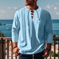 thumbnail image 2 of zbxnLI Mens Linen Shirts Drawstring V Neck Long Sleeve Shirt Lightweight Spring Fall Long Sleeve T-Shirts, 2 of 8