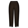 thumbnail image 4 of Timegard Plus Size Pants for Women Elastic Waist Solid Color Comfy Fall Casual Crop Pants with Pockets, 4 of 5