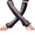 thumbnail image 1 of 2pc Women Long Fingerless Gloves Elbow Length Punk for Wedding Fancy Dress Party, 1 of 7