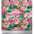 thumbnail image 1 of Soimoi Rayon Fabric Leaves,Rose & Parrot Bird Print Fabric by The Yard 56 Inch Wide, 1 of 3