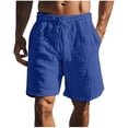 thumbnail image 2 of EOYWHK Men's Linen Shorts Elastic Waist Lounge Shorts Casual Solid Color Sleep Shorts with Drawstring Pockets, 2 of 6