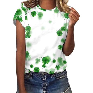 Pxiakgy T-Shirt de la Saint-Patrick pour Femmes : T-Shirts Imprimés Irlandais Chanceux T-Shirts Graphiques de la Saint-Patrick Hauts Décontractés à Manches Courtes Mode T-Shirt Imprimé Élégant Ample Doux
