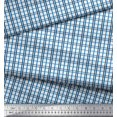 thumbnail image 3 of Soimoi Blue Japan Crepe Satin Fabric Window Pane Check Print Fabric by Yard 42 Inch Wide, 3 of 3
