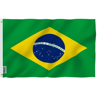 Anley [Fly Breeze 3x5 Foot Brazil Flag - Vivid Color and UV Fade Resistant - Canvas Header and Double Stitched - Brazilian National Flags Polyester with Brass Grommets 3 X 5 Ft