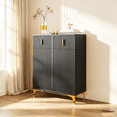 thumbnail image 3 of Homy Casa Black Storage Cabinet with 2 Drawers, Soft-Close Doors and Adjustable Shelves, Gold Accents, 3 of 11