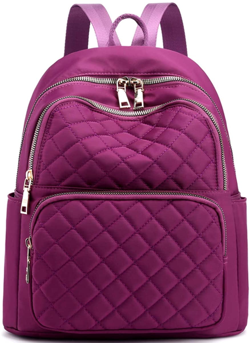 Backpack Women Shoulder Bag Waterproof Nylon Casual School Bag Daypack Women Small Backpack Anti-Theft Backpack（Purple）