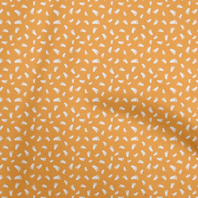 oneOone Polyester Spandex Yellow Fabric Kids Foot Craft Projects Decor Fabric Printed By The Yard 56 Inch Wide