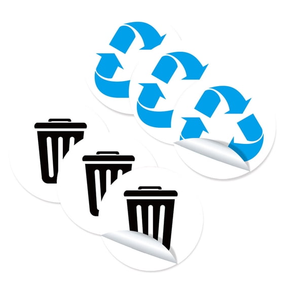 1 Set of 6 Sheets PVC Garbage Sorting Stickers Adhesive Trash Bin Sticker