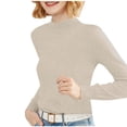 thumbnail image 2 of FAIWAD Women's Basic Long Sleeve Undershirts Tops Round Neck Slim Stretch Tight Pullovers Tops, 2 of 3