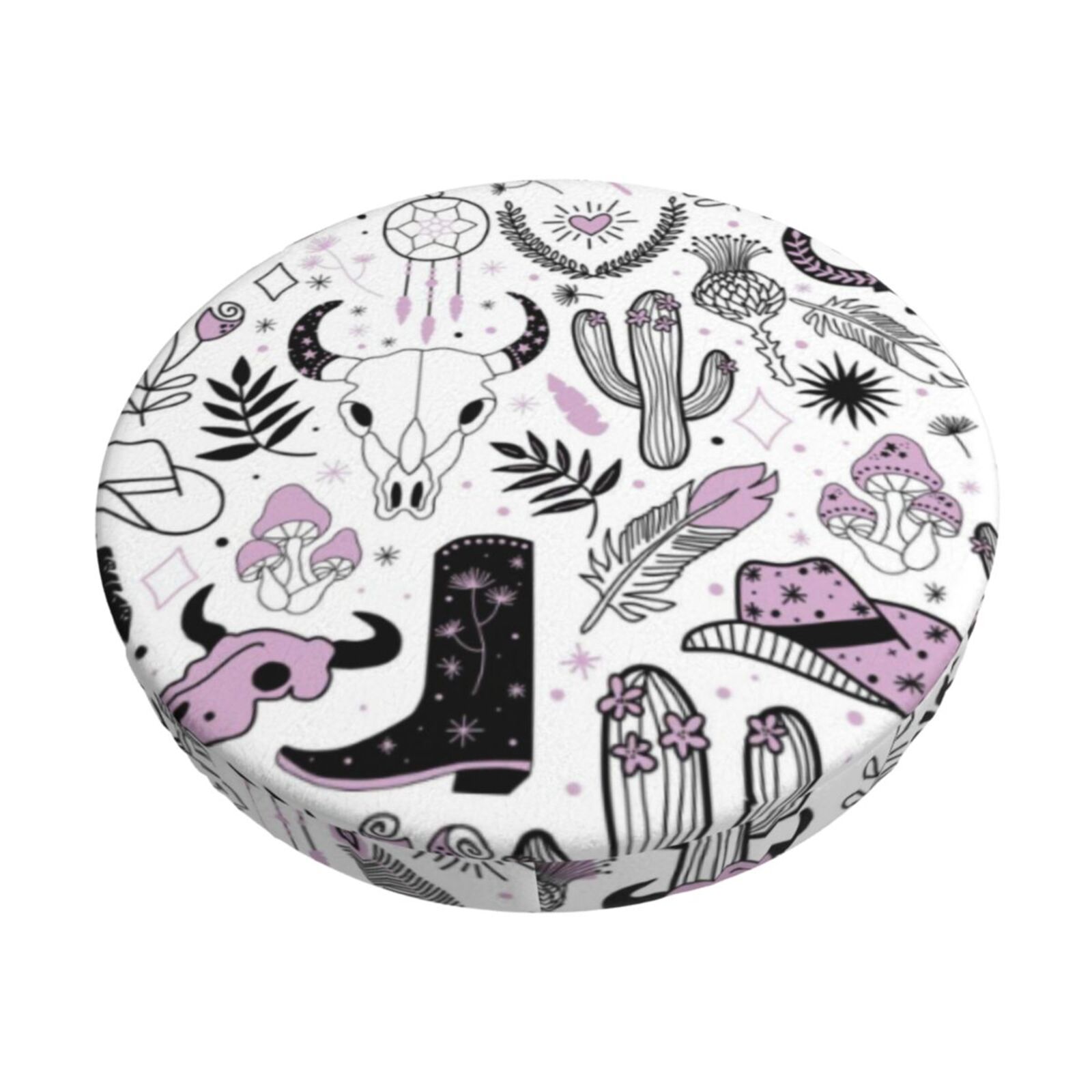 Easygdp Cowboy Print Easy To Install Bar Stool Covers&Stool Covers Round&Elastic Stool Cover, Barstool Covers,Washable&Bottom With Elastic Edge-12 inch