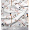 thumbnail image 1 of Soimoi Rayon Crepe Fabric Leaves,Floral & Paradise Flycatcher Bird Print Sewing Fabric Yard 46 Inch Wide, 1 of 3