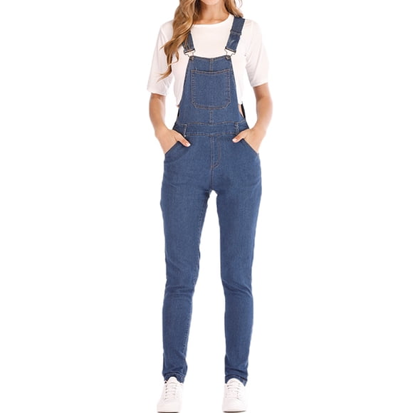 JDinms Women's Classic Adjustable Strap Denim Bib Overall