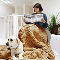 thumbnail image 3 of Comtest Chunky Knit Throw Blanket Chenille, Khaki, 47"x71"(Home Size), 3 of 6
