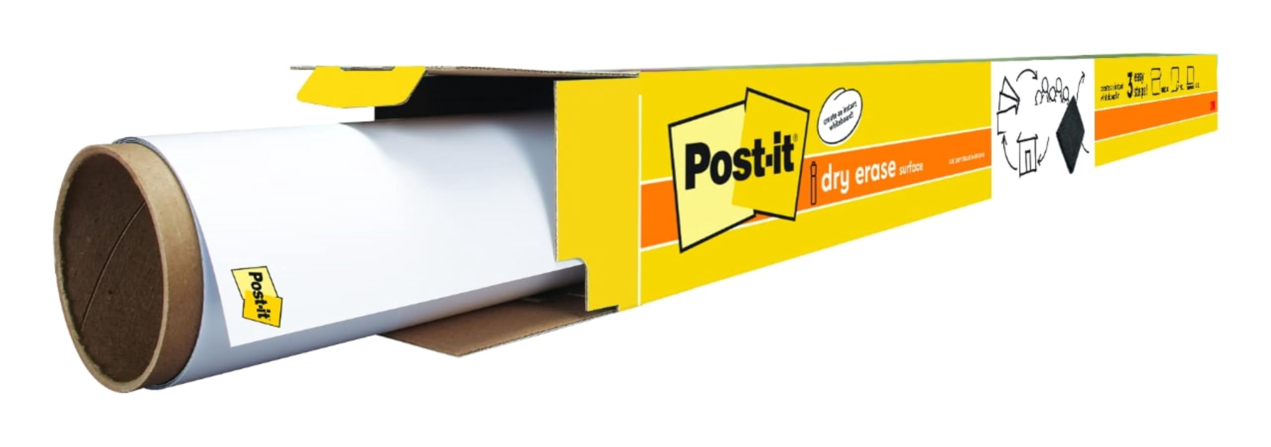 Post-it Dry Erase Whiteboard Film Surface for Walls, Doors, Tables, Chalkboards and More, Removable Sticky White Board for Wall, Stain-Proof, Easy In