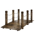 thumbnail image 1 of 5ft Carbonized Fir Wood Garden Bridge with Chain Handrails, Arched Decorative Footbridge for Backyard Pond and Walkway, Weather-Resistant Rustic Landscape Decor, 59.4" L x 26.8" W, 1 of 6