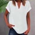 thumbnail image 2 of WEIYLL Womens T Shirts Summer Loose Fit V Neck Curved Hem Flowy Solid White Tops Sizes XXXXXL, 2 of 5