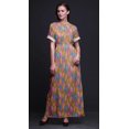 thumbnail image 3 of Bimba Rayon Colorful Feather Printed Womens Long MaxiDressGown With Side Slit-X-Large, 3 of 6