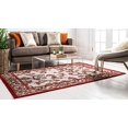 thumbnail image 1 of Unique Loom Botanical Collection Coastal, Bohemian, Floral, High-Low Pile, Indoor and Outdoor Area Rug, 6 0 x 9 0 Rectangular, Beige/Burgundy, 1 of 2