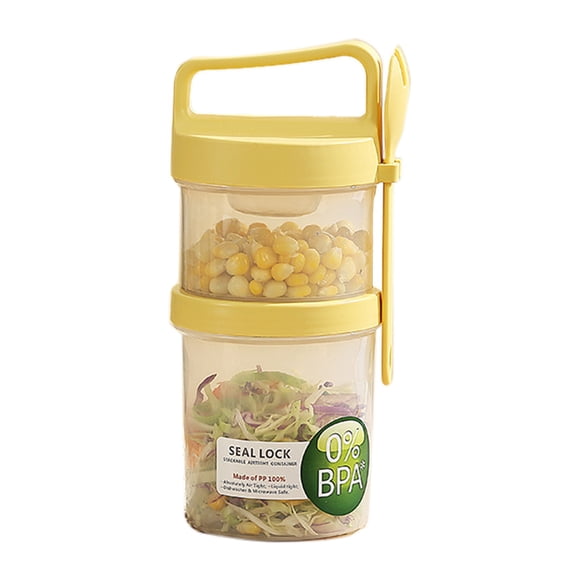 TIELUTT Portable Breakfast Cup Set: 560ml + 360ml for Fruits Oats Yogurt Milk & | for Students & Long Food Storage Containers Organize Kitchen Kitchen Storage Ideas Baking Organizer Storage Prep Bowls