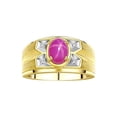 thumbnail image 1 of RYLOS Men's Rings 14K Yellow Gold Rings Classic Designer Style 8X6MM Oval Gemstone &  Diamond Ring Star Ruby July Birthstone Rings For Men Size 12, 1 of 7