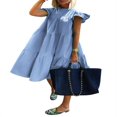 thumbnail image 1 of MesaSe VONDA Women‘s Crew Neck Casual Short Sleeve Ruffle-Trim Summer Mini Dresses, 1 of 4