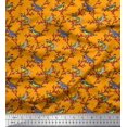 thumbnail image 1 of Soimoi Modal Satin Fabric Leaves,Red Berries & Parrot Bird Decor Fabric Printed Yard 42 Inch Wide, 1 of 1