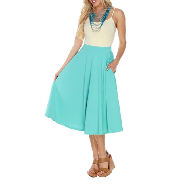 White Mark Jupe Midi Évasée pour Femme, Menthe, TG