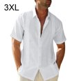 thumbnail image 3 of Traveling Casual Style Men's Button Down Holiday Festival Birthday Gift Shirt Summer Pool Party Solid Color Simple Design Slim Fit Tops Daily Clothes White XXXL, 3 of 5
