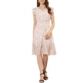 thumbnail image 1 of INSPIRE CHIC Robe pour Femme à Fleurs Manches Volantées Col en V Smockée à Volants Robes Décontractées Blanc Rose G, 1 of 6