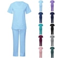 thumbnail image 2 of EQWLJWE Nurse Scrubs Uniform Womens Scrubs for Women Set Clearance Nurse Scrubs Costume Women's Cool Stretch V-Neck Top and Cargo Pant Set Plus Size Halloween Scrubs, 2 of 6