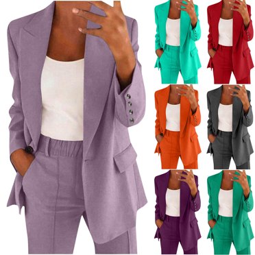 Bovxnpu Two Piece Sets for Women Lounge Sets,Womens 2 Piece Matching Sets,Fashion Women Solid Long Sleeve Cardigan Coat Pockets Long Pants Suit