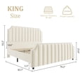 thumbnail image 3 of PIONEERWORKS King Size Bed Frame with 50.2“ Headboard Platform, Velvet Upholstered Bed Frame with Vertical Channel Tufted Headboard & Footboard, Cream, 3 of 9