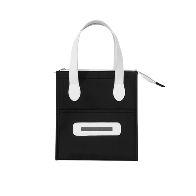 Large Capacity Lunch Bag Rice Insulated Waterproof Ice Bag For Office Handheld Storage Black Color Polyester Material Black