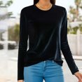 thumbnail image 2 of Timegard Plus Size Tops for Women Long Sleeve Crew Neck Basic Tee Fall Casual Loose Warm Tops Blouse, 2 of 6