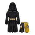 thumbnail image 2 of RUNQHUI Kids Boys Boxing Outfits Metallic Satin Hooded Robe Cloak and Shorts Set Boxer Party Fancy Dress B4 6, 2 of 5