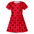 thumbnail image 5 of Robes pour Filles Enfant Filles Été Imprimé à Pois Ajusté Doux Respirant à Manches Courtes Robe Décontractée Robe pour Enfants Rouge 6 Ans-7 Ans, 5 of 5