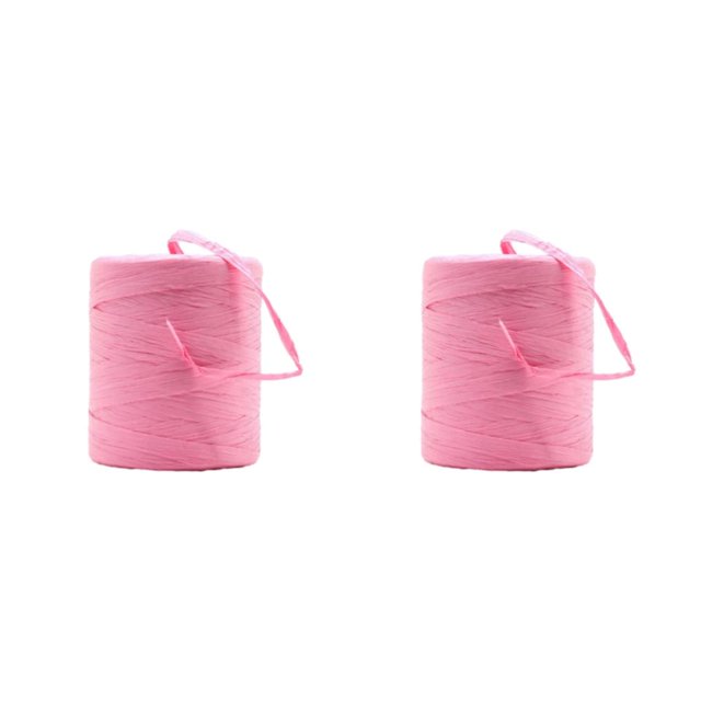 Decodeary Sturdy And Durable Raffia Rope Yarn For DIY Crafts Beautiful Colors Fiber Natural Paper Ribbon pink 2Set