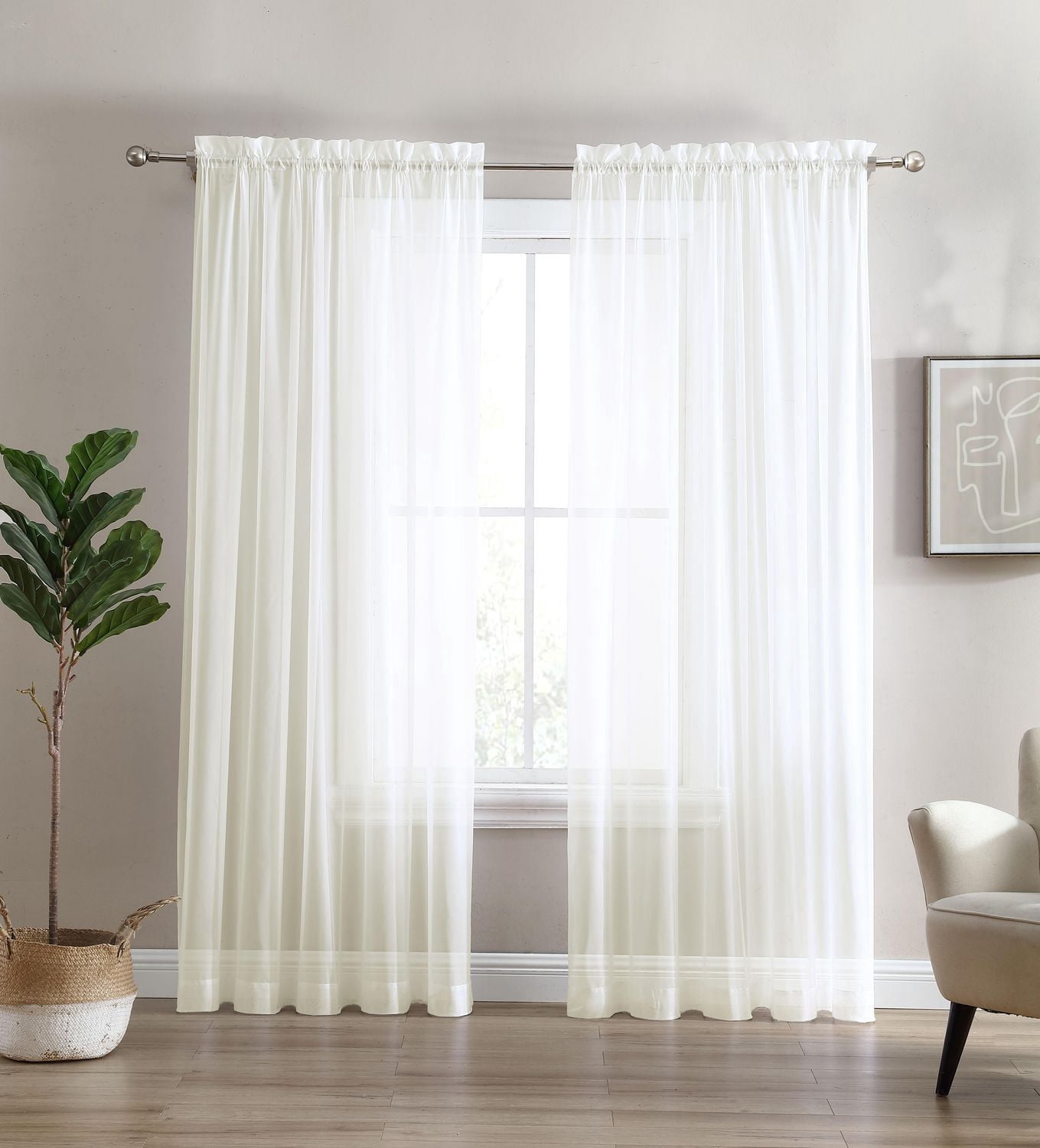 Swift Home Sheer Window Panel Curtain- 2 Pack