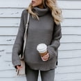 thumbnail image 2 of Women's Casualsolid Color Casual Thick Line Long Sleeve Turtleneck Sweater, 2 of 5