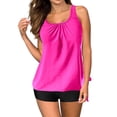 thumbnail image 1 of Women's Split Tankini Swimwear Top - Printed Square Corner Design, Polyester, S-XXL, Mix & Match Beachwear, 1 of 5