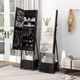 thumbnail image 2 of Costway Jewelry Cabinet Armoire Full Length Mirror Lockable with Bottom Drawer & Wheels Black, 2 of 9