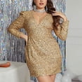 thumbnail image 1 of EGNMCR Robes de Soirée pour Femmes, Robes Formelles pour Femmes, Robes de Cocktail pour Femmes Camis Sans Manches Robe à Col en V Robe de Soirée Surdimensionnée pour Femmes Col en V Manches Bouffantes Robe à Paillettes Ciel Robe Femme, 1 of 9