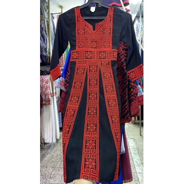 The Traditional Red Tatreez Embroidered Palestinian Thobe for Girls
