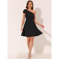 thumbnail image 3 of INSPIRE CHIC Robe pour Femme Nœud une Épaule Sans Bretelles Ligne A Évasée Robe de Soirée avec Poches G Noir, 3 of 5
