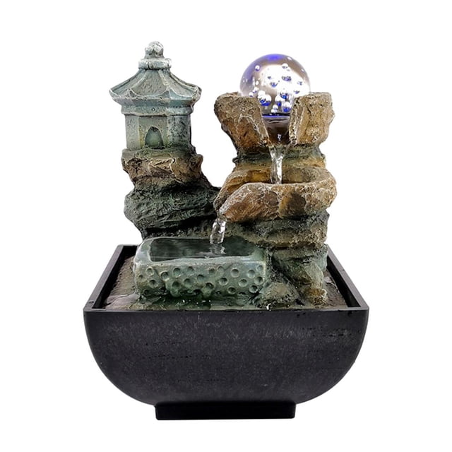 Resin Tabletop Water Fountains Feng Shui Meditation Waterfall Fountain Water