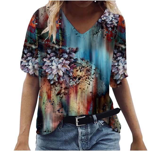 Pompotops Femmes Dames Uni Manches Courtes Col Rond Chandail en Dentelle Hauts Chemises Blouse