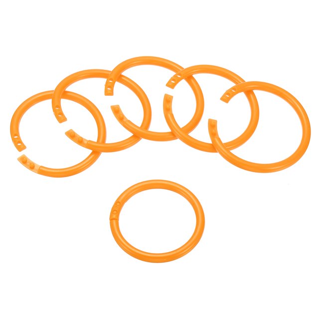 Unique Bargains 2' OD 1.6' ID Loose Leaf Rings Binder Ring Plastic O Rings for Book Scrapbook, Orange 50 Pack